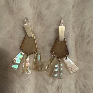 Kendra Scott Iridescent Shell Drop Earrings with Gold Accents